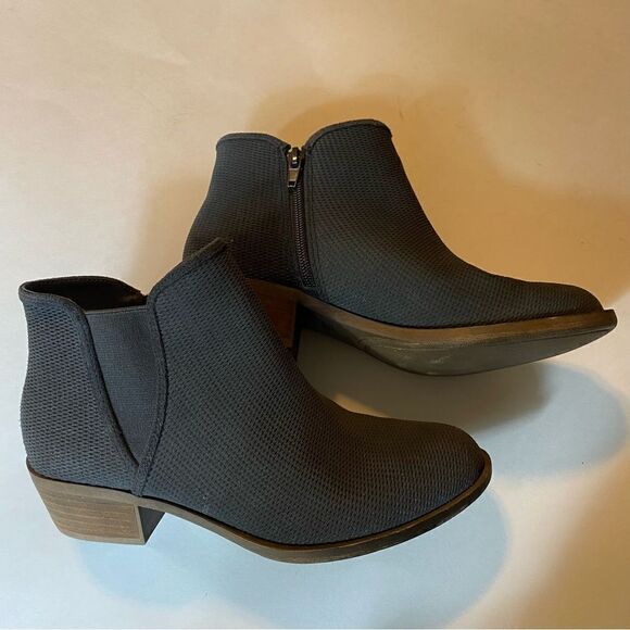 kensie Gerona Ankle Boot chunky block stacked heel zip up leather suede 6.5 - Picture 2 of 9